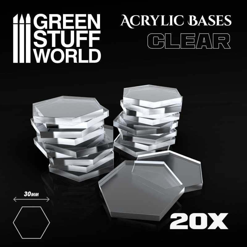 Acrylic Bases - Hexagonal 30 mm CLEAR