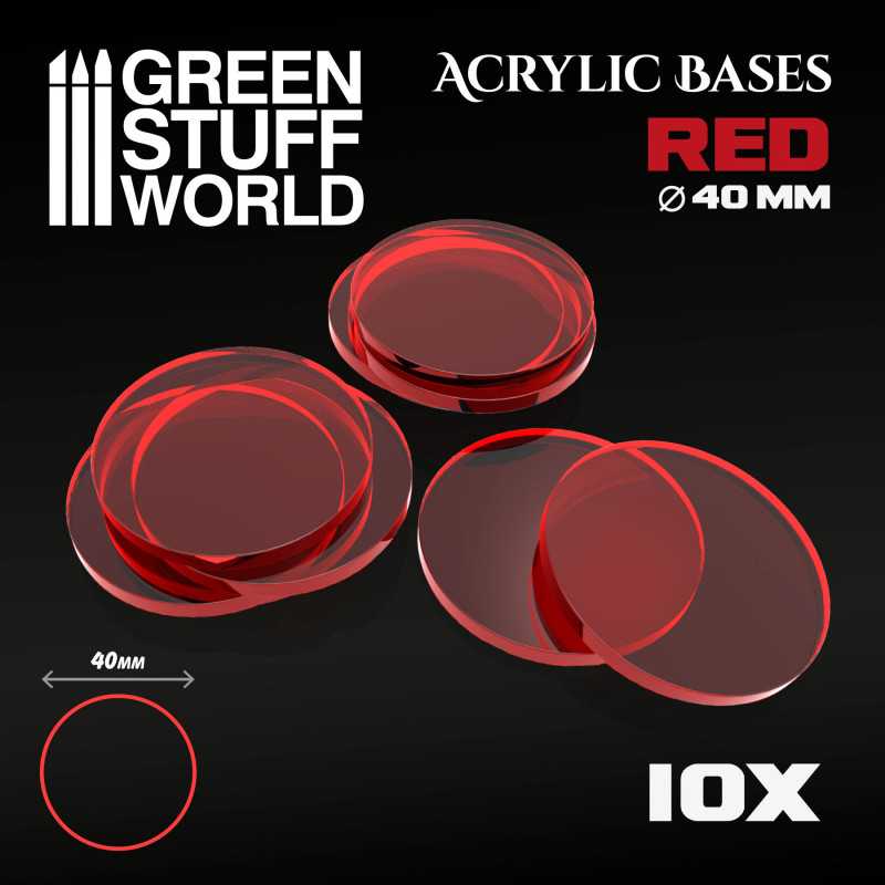 Socles Acryliques ROND 40 mm Rouge Transparent Socles Acryliques ROND 40 mm Rouge Transparent
