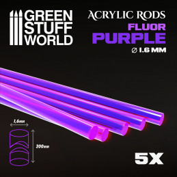 Barras Acrilicas - Redondas 1,6 mm Fluor VIOLETA