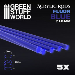 Barras Acrilicas - Redondas 1,6 mm Fluor AZUL