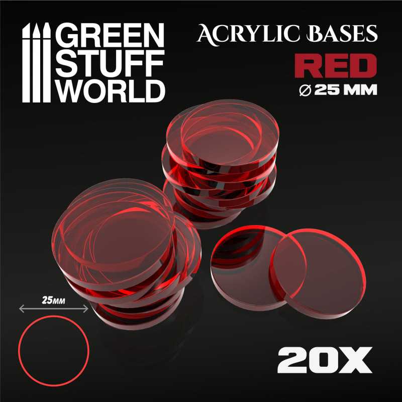 Socles Acryliques ROND 25 mm Rouge Transparent Socles Acryliques ROND 25 mm Rouge Transparent