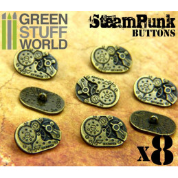8x Botones Ovalados Steampunk MOVIMIENTOS RELOJ - Bronce