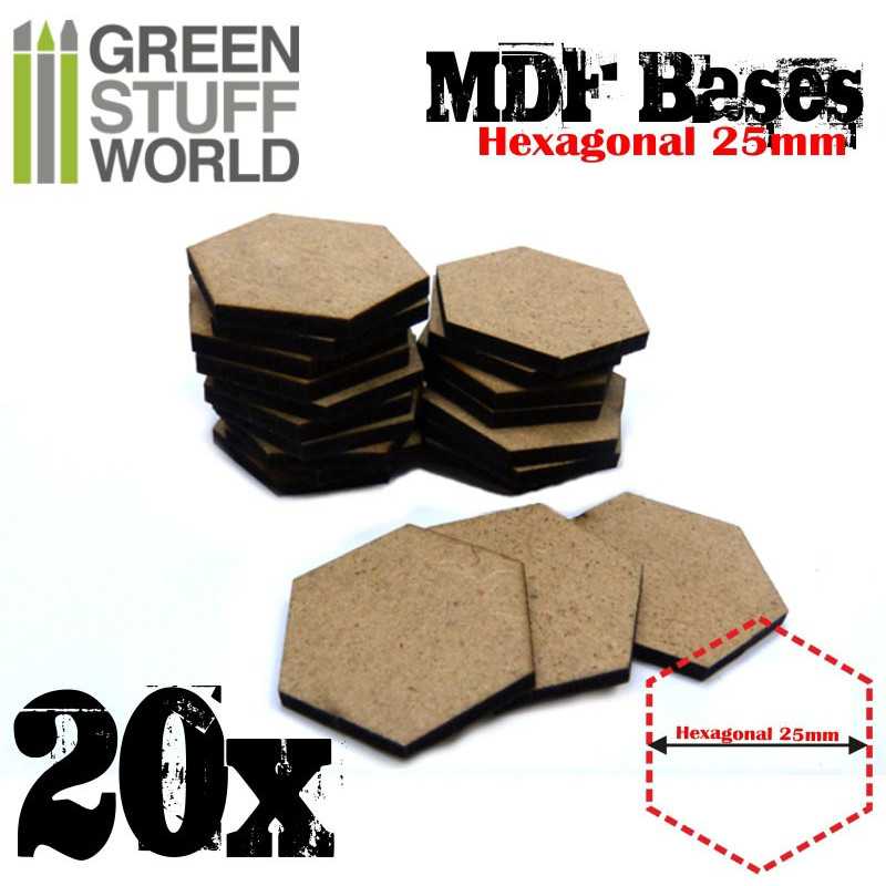 Socles HEXAGONALE 25 mm en MDF bois Socles HEXAGONALE 25 mm en MDF bois