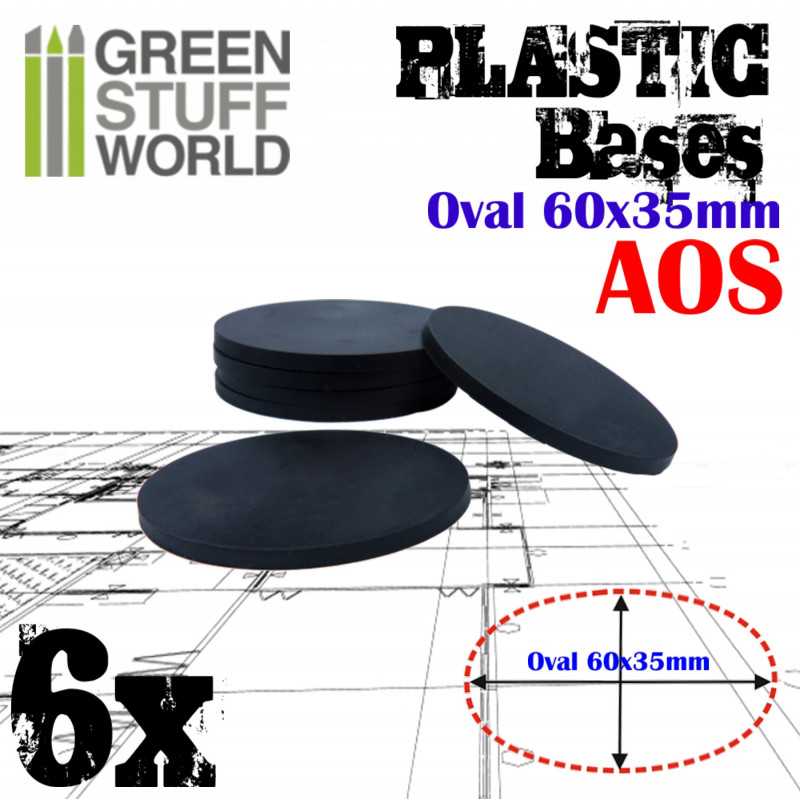 60x35mm Oval Kunststoffbasen - Schwarz