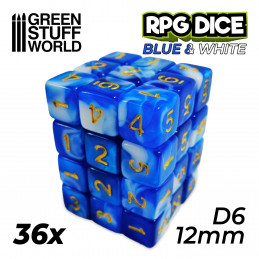 36x Dados D6 12mm - Ambar Marmol