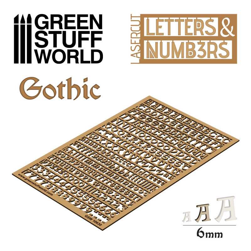 Lettres et nombres 6 mm GOTHIQUE