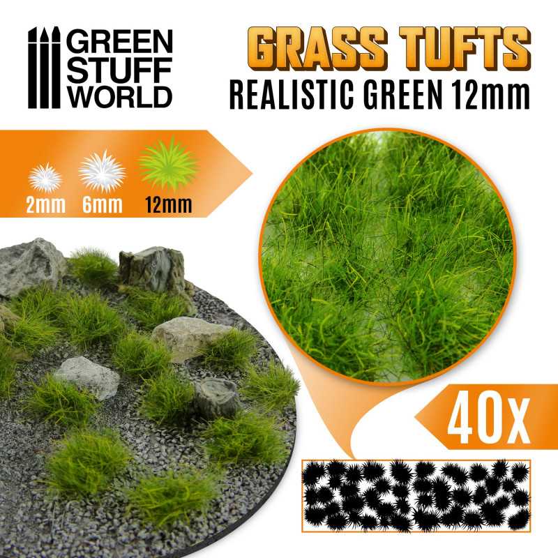 Touffes d'herbe - 12mm - Auto-Adhésif - VERT RÉALISTE Touffes d'herbe - 12mm - Auto-Adhésif - VERT RÉALISTE