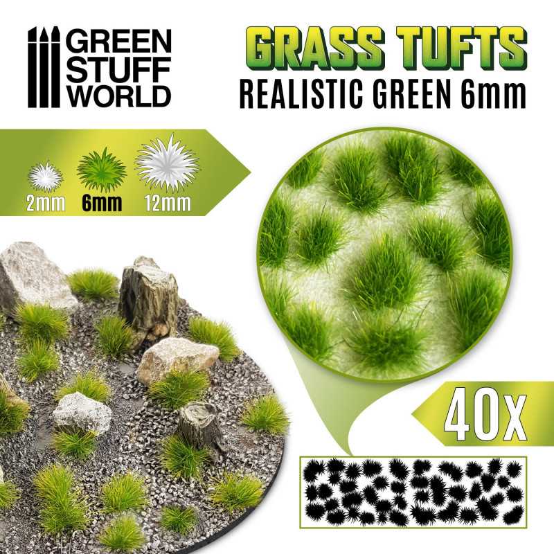 Touffes d'herbe - 6mm - Auto-Adhésif - VERT RÉALISTE Touffes d'herbe - 6mm - Auto-Adhésif - VERT RÉALISTE