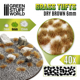 Grass TUFTS - 6mm self-adhesive - DRY BROWN