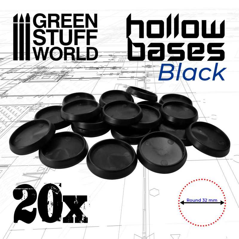 Hollow Plastic Bases - BLACK 32mm