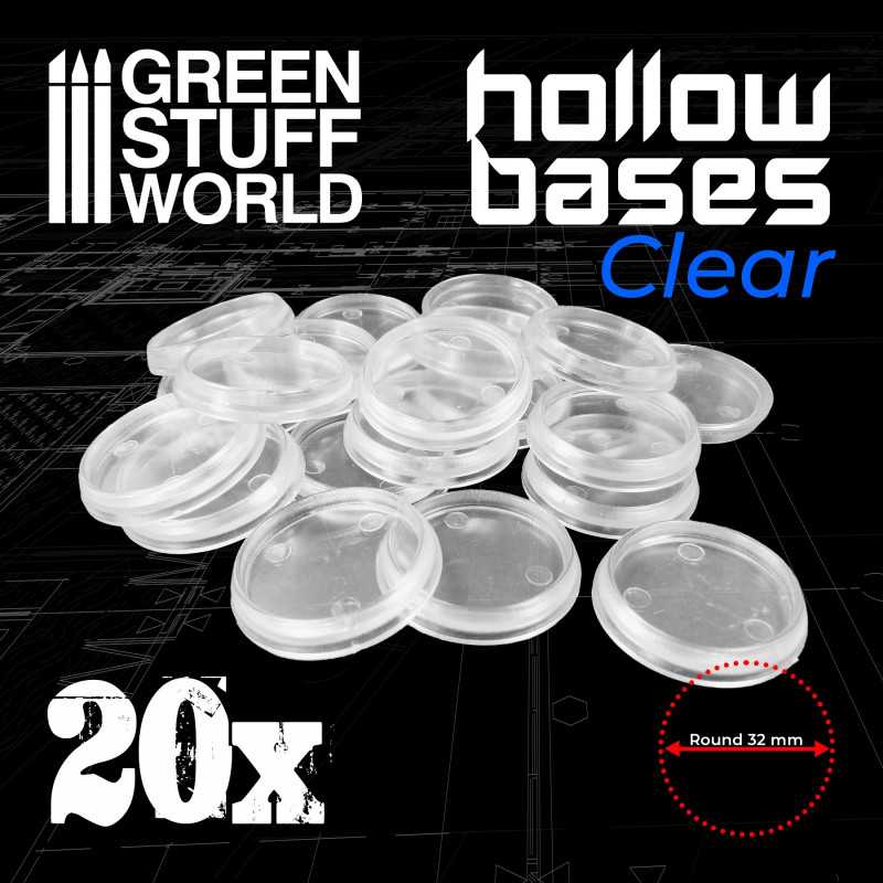 Bases en plastique transparentes avec creux 32mm Bases en plastique transparentes avec creux 32mm