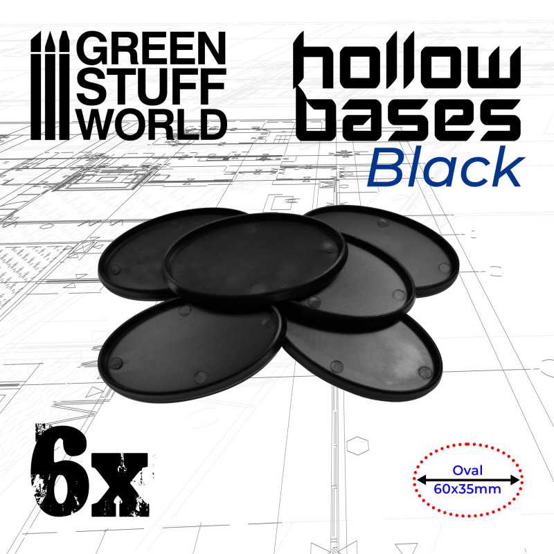 Hollow Plastic Bases - BLACK Oval 60x35mm Hollow Plastic Bases - BLACK Oval 60x35mm
