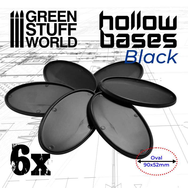 Hollow Plastic Bases - BLACK Oval 90x52mm Hollow Plastic Bases - BLACK Oval 90x52mm