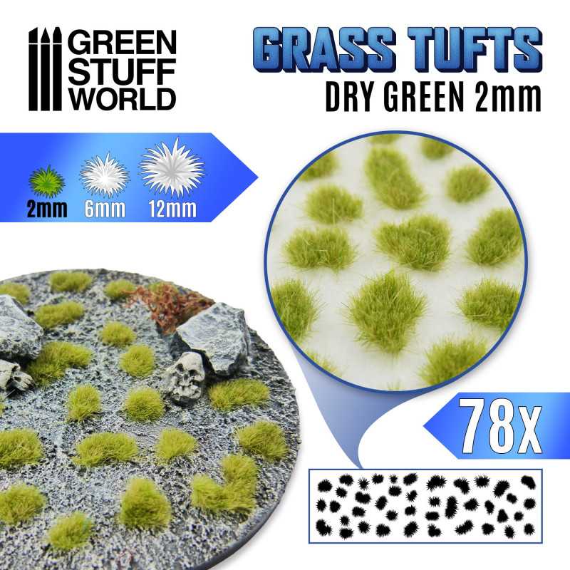 Touffes d'herbe - 2mm - Auto-Adhésif - VERT SEC Touffes d'herbe - 2mm - Auto-Adhésif - VERT SEC
