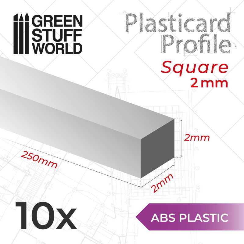 ABS Plasticard - Profile SQUARED ROD 2mm ABS Plasticard - Profile SQUARED ROD 2mm