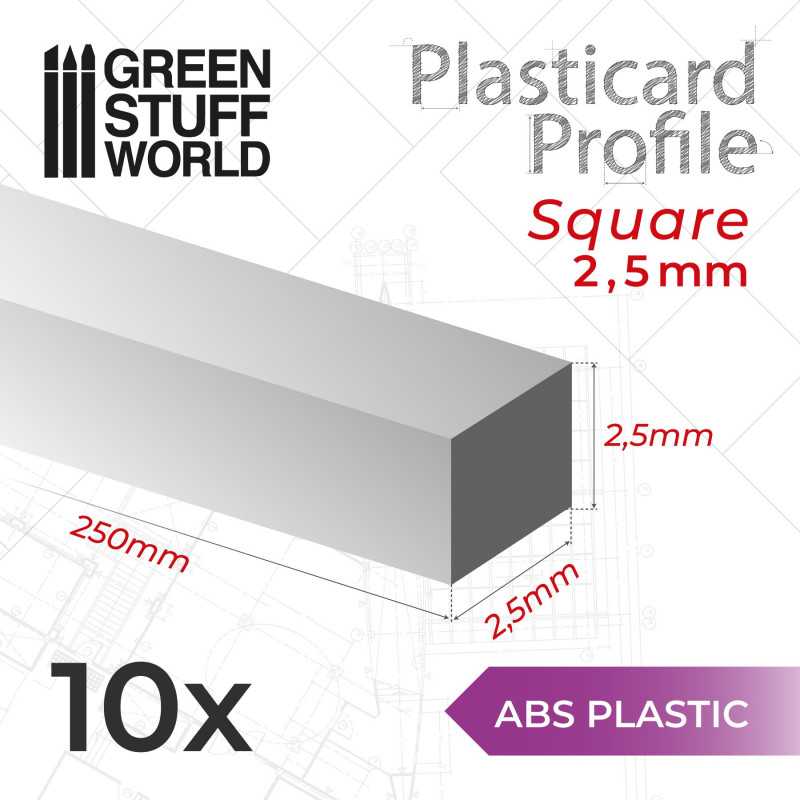 Plasticard PROFILÉ TIGE CARRÉE plein 2.5mm Plasticard PROFILÉ TIGE CARRÉE plein 2.5mm