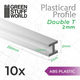 Perfil Plasticard DOBLE-T 2mm
