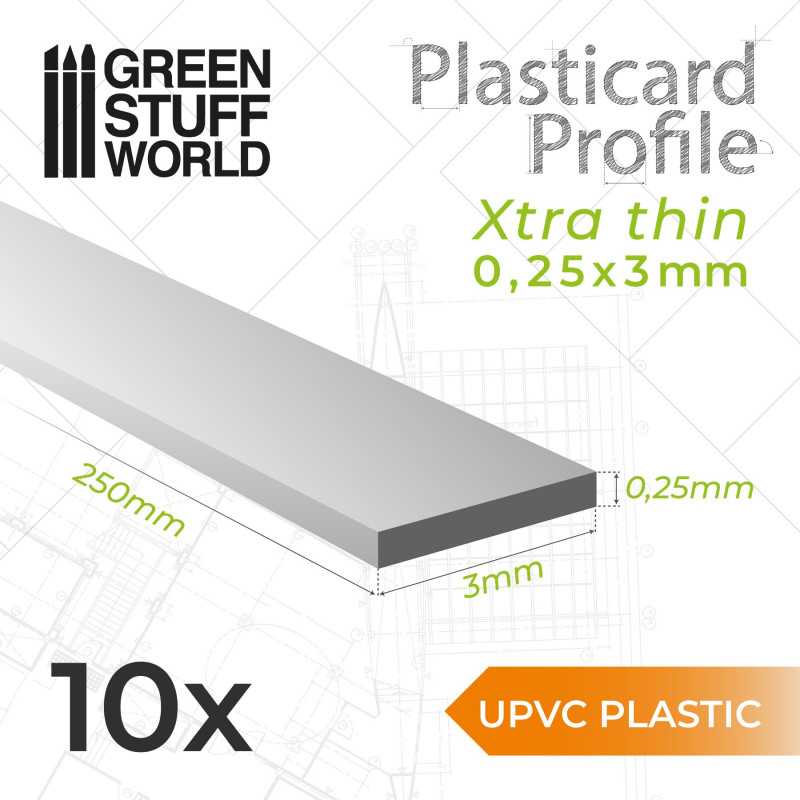 uPVC Plasticard - Profilé Extra-fine 0.25mm x 3mm uPVC Plasticard - Profilé Extra-fine 0.25mm x 3mm