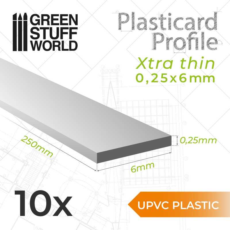 uPVC Plasticard - Profilé Extra-fine 0.25mm x 6mm uPVC Plasticard - Profilé Extra-fine 0.25mm x 6mm