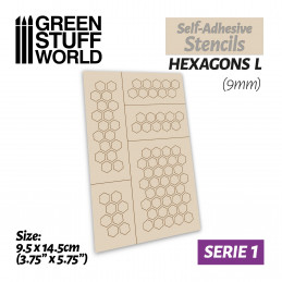 Plantillas autoadhesivas - Hexagonos L - 9mm