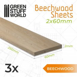 Lamina de Madera Haya 2x60x250mm
