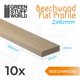 Liston Plano Madera de Haya 6x250mm
