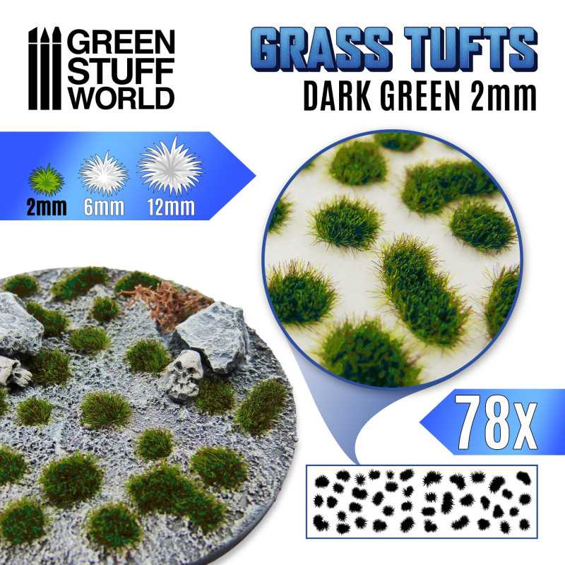 Touffes d'herbe - 2mm - Auto-Adhésif - VERT FONCÉE Touffes d'herbe - 2mm - Auto-Adhésif - VERT FONCÉE
