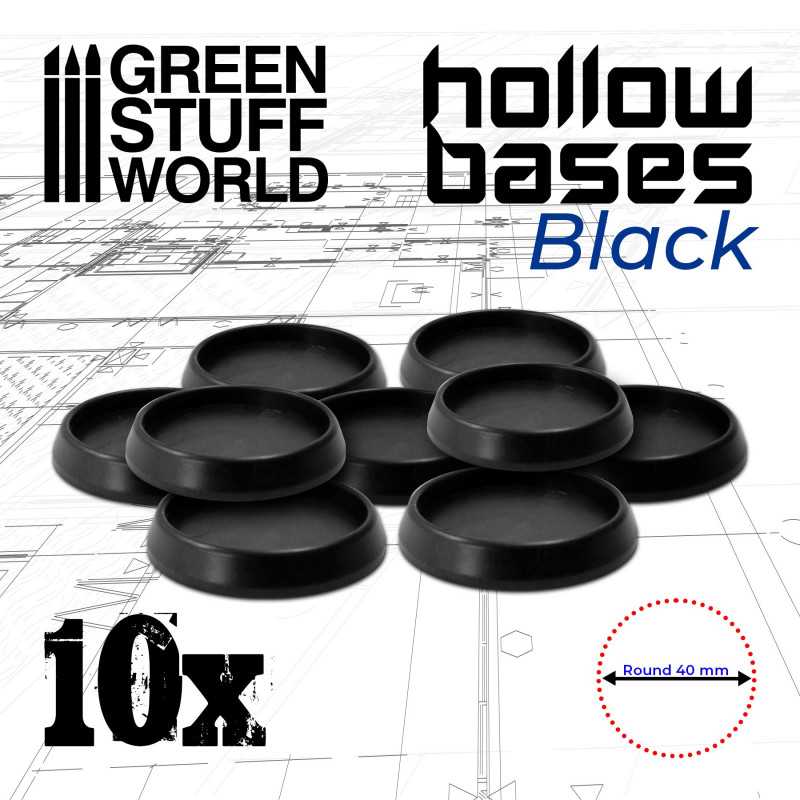 Socles en plastique noir avec CREUX - Rond 40mm Socles en plastique noir avec CREUX - Rond 40mm