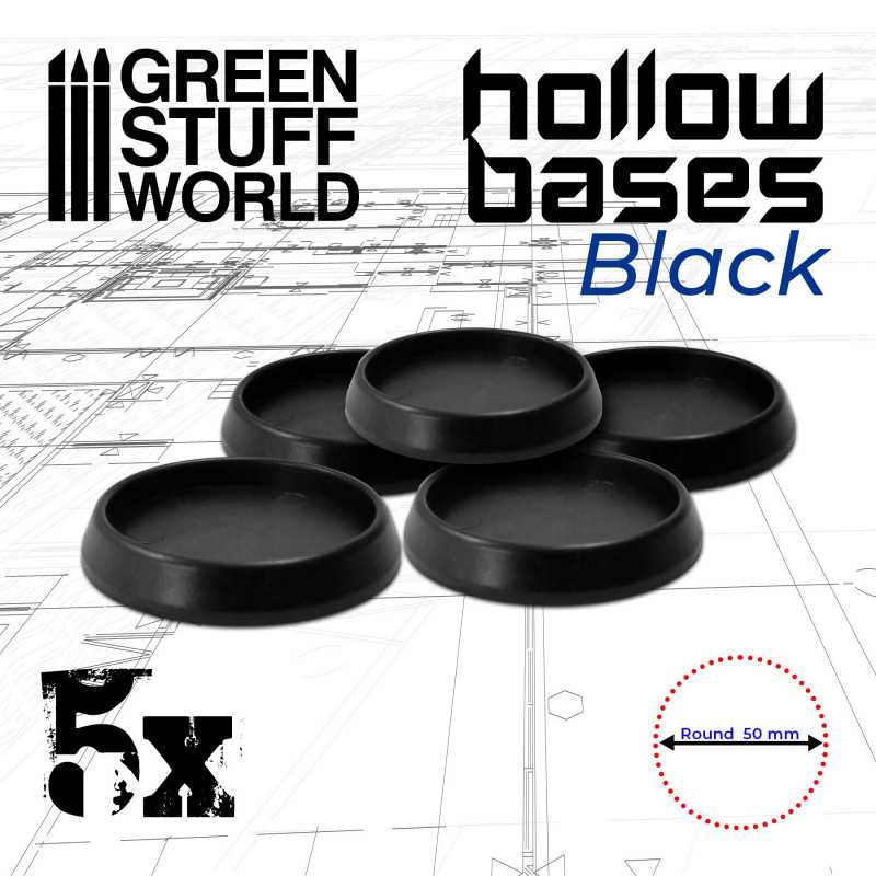 Socles en plastique noir avec CREUX - Rond 50mm Socles en plastique noir avec CREUX - Rond 50mm