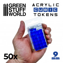 Blaue kubische Spielmarken